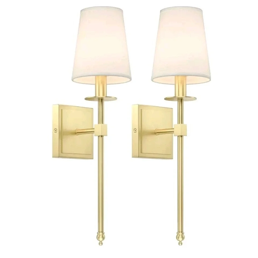Xinbei 2-Pack Wall Light Hard Wall‎ Sconces Set  Satin Brass
